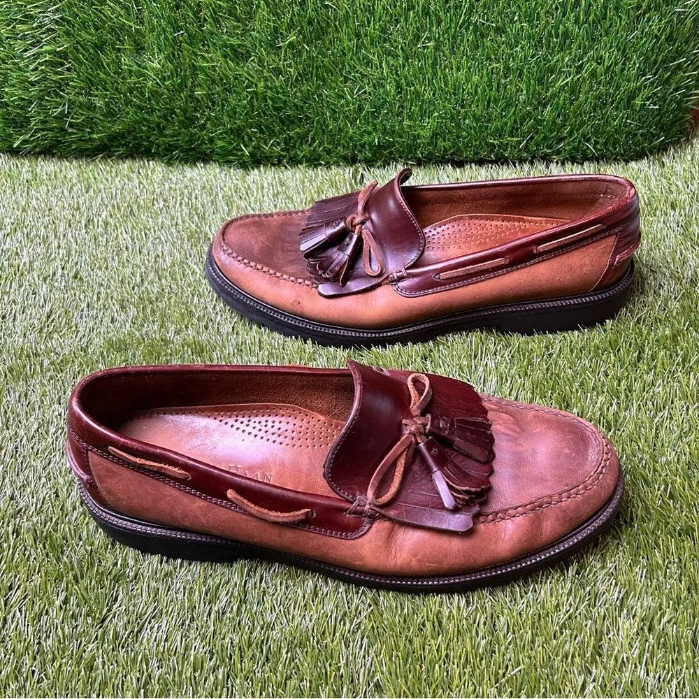 Cole Haan Men's Brown Leather Fringe Loafers Size 11.5. C 02824 xD04‎